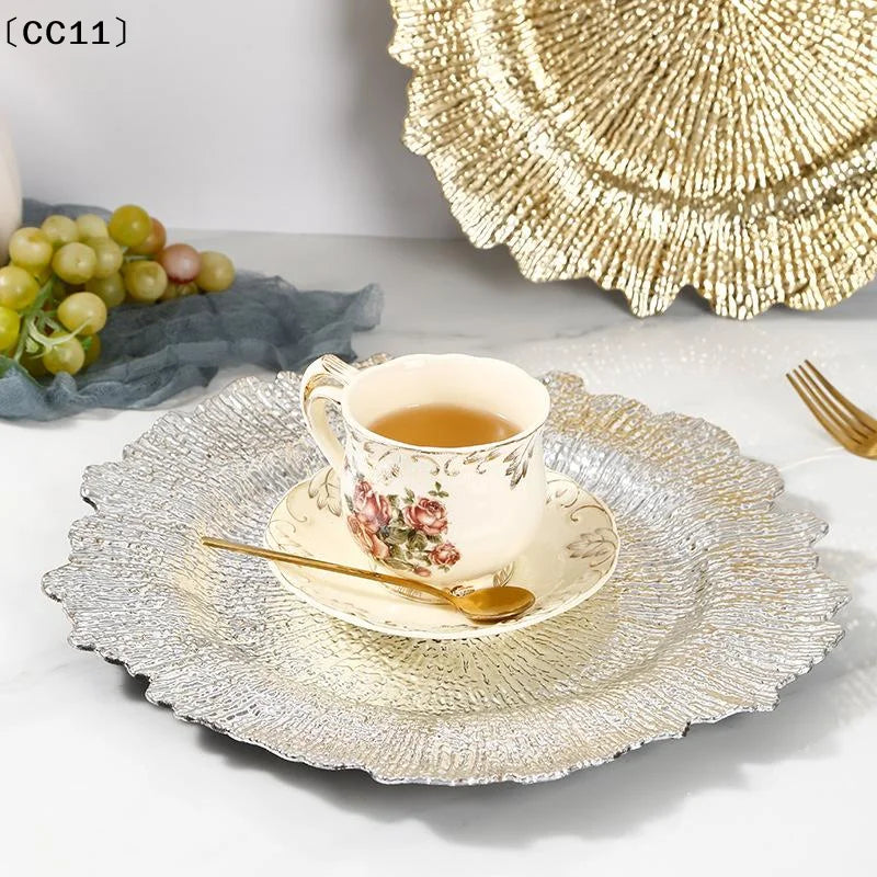 Floral Reef Round Plastic Chargers Plates Large Dinner Plate Wedding