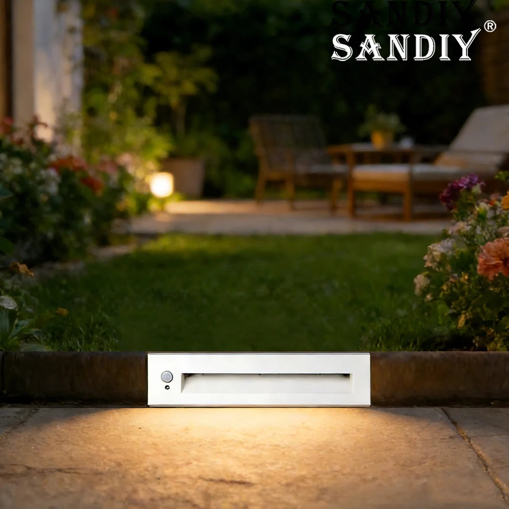 SANDIY Recessed LED Stair Light Motion Sensor IP65 Wall Sconce Recessed Step Light Vue