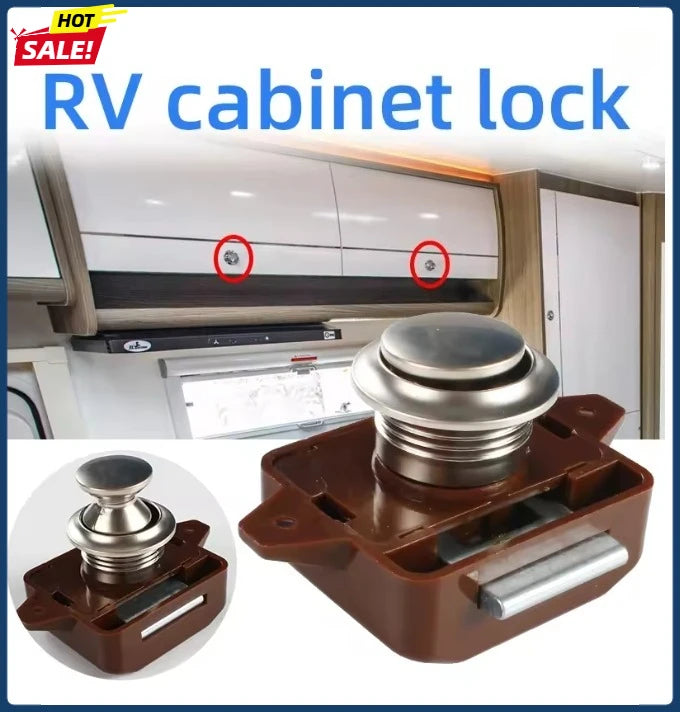 26mm RV Car Push Lock Push Button Latch Catch Keyless Door for RV Caravan Motorhome Furniture Hardware Boat Yacht Home Cabinet Vue