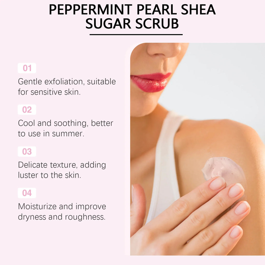 Mint & Pearl Body Scrub - Moisturizing Body Scrub for Smooth Skin, Deep Cleansing and Long-Lasting Hydration Vue
