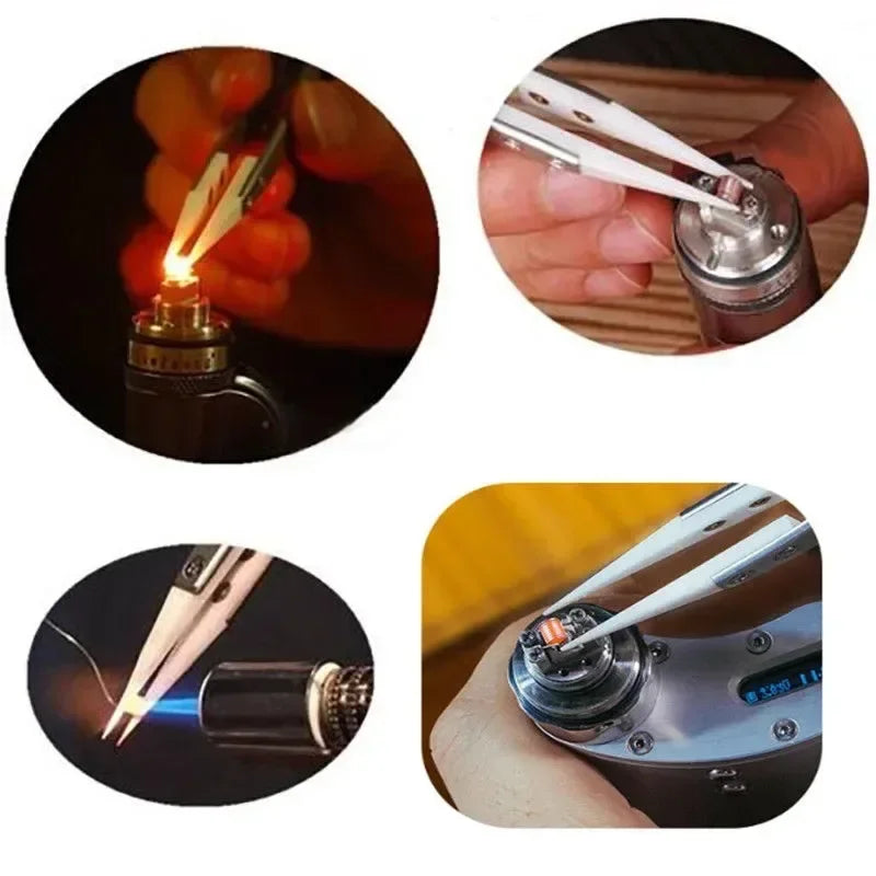 1-3pcs Ceramic Tip Labor-saving Electronic Soldering Tweezers, Anti-Static Reverse Acid Resistant Precision Chuck Tweezers Vue
