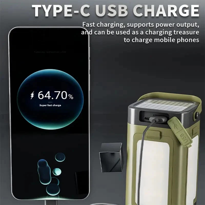 Solar LED Camping Lantern | Power Bank & Flashlight, 6 Modes Solar Camping Lantern Vue