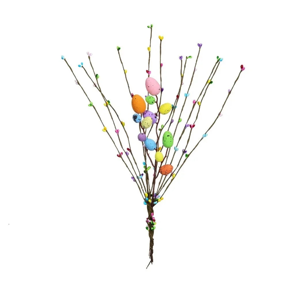 Colorful Foam Eggs Berry Branch Speckled Egg Plastic Easter Eggs Bouquets Simulation Egg DIY Handmade Spring Floral Stems Vue 13Pcs