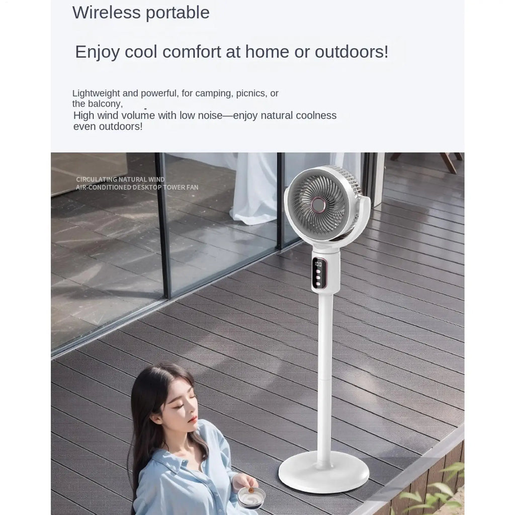 4000mah Digital Display Standing Fan 5-Speed Oscillating Floor Fan with Remote, Adjustable Height Quiet Cooling for Home Office Vue