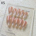 Solid Color Press On Nails, Ice Transparent Cat Eye Nails Handmade Nude Skin-Flattering Nail Patches Vue XS