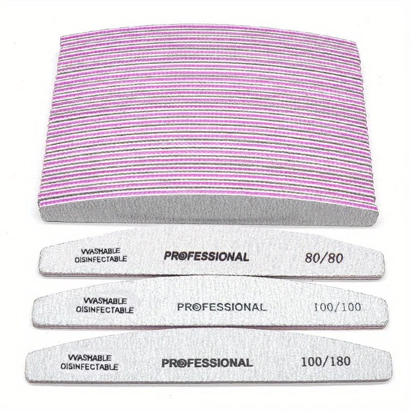 3Pcs 5Pcs Double Sided Nail File Buffer 80 100 180 Grit Professional Nail Art Trimmer Tool Vue