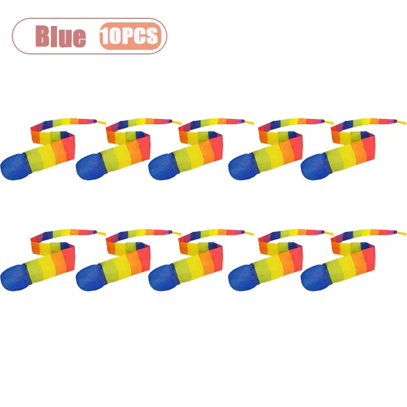 1-20PCS Rainbow Tail Throw Catch Ball Soft Colorful Playground Toy for Kids Adults School Training Gift Sports Durable Fun Vue Blue-10PCS