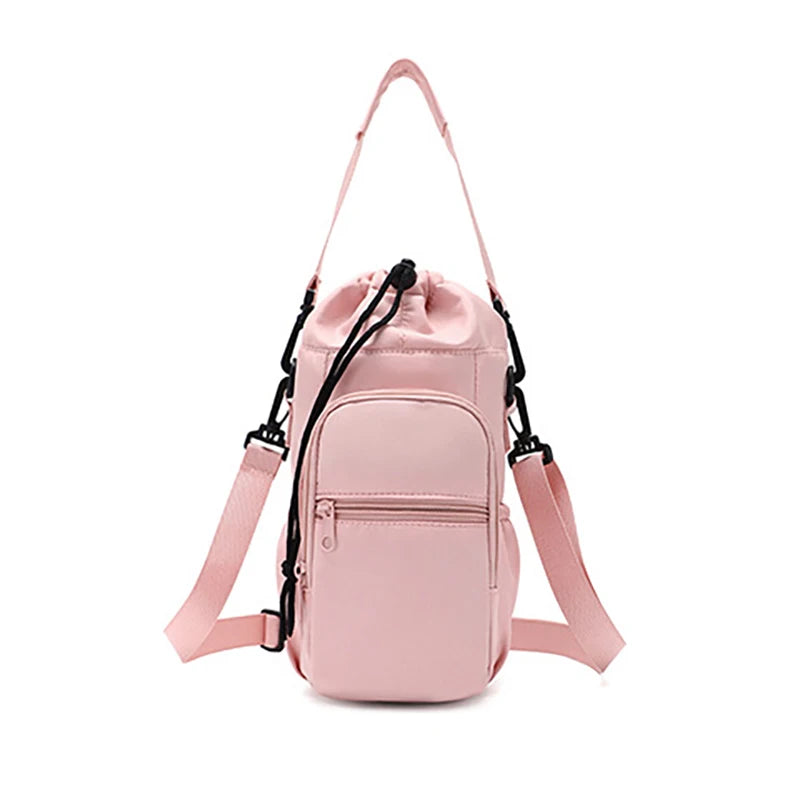 Portable Water Bottle Bag Adjustable Strap Thermal Mugs Insulated Vue 29cm pink