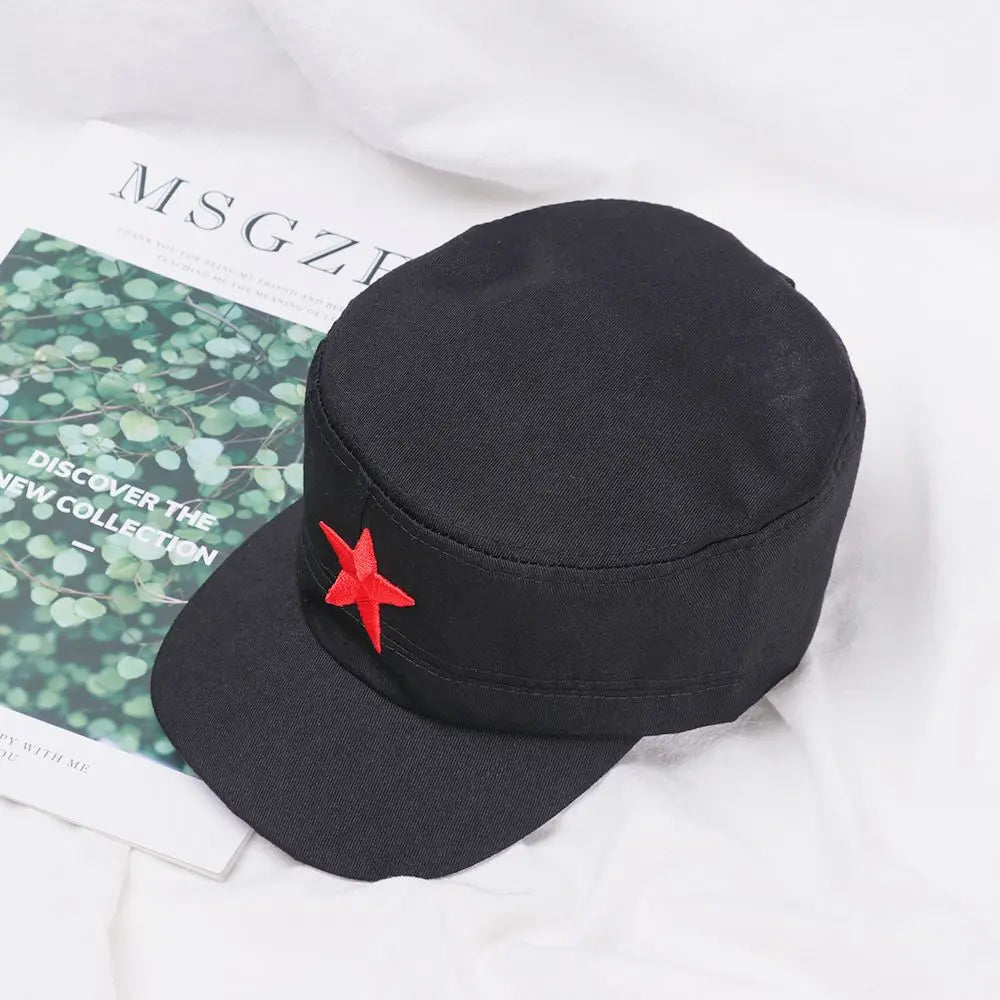 Fashion Cotton Adjustable Red Star Plain Cap Hat Sun Hats