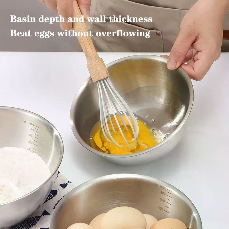 Stainless Steel Bowl Scale Cooking Baking Food Storage Large Capacity