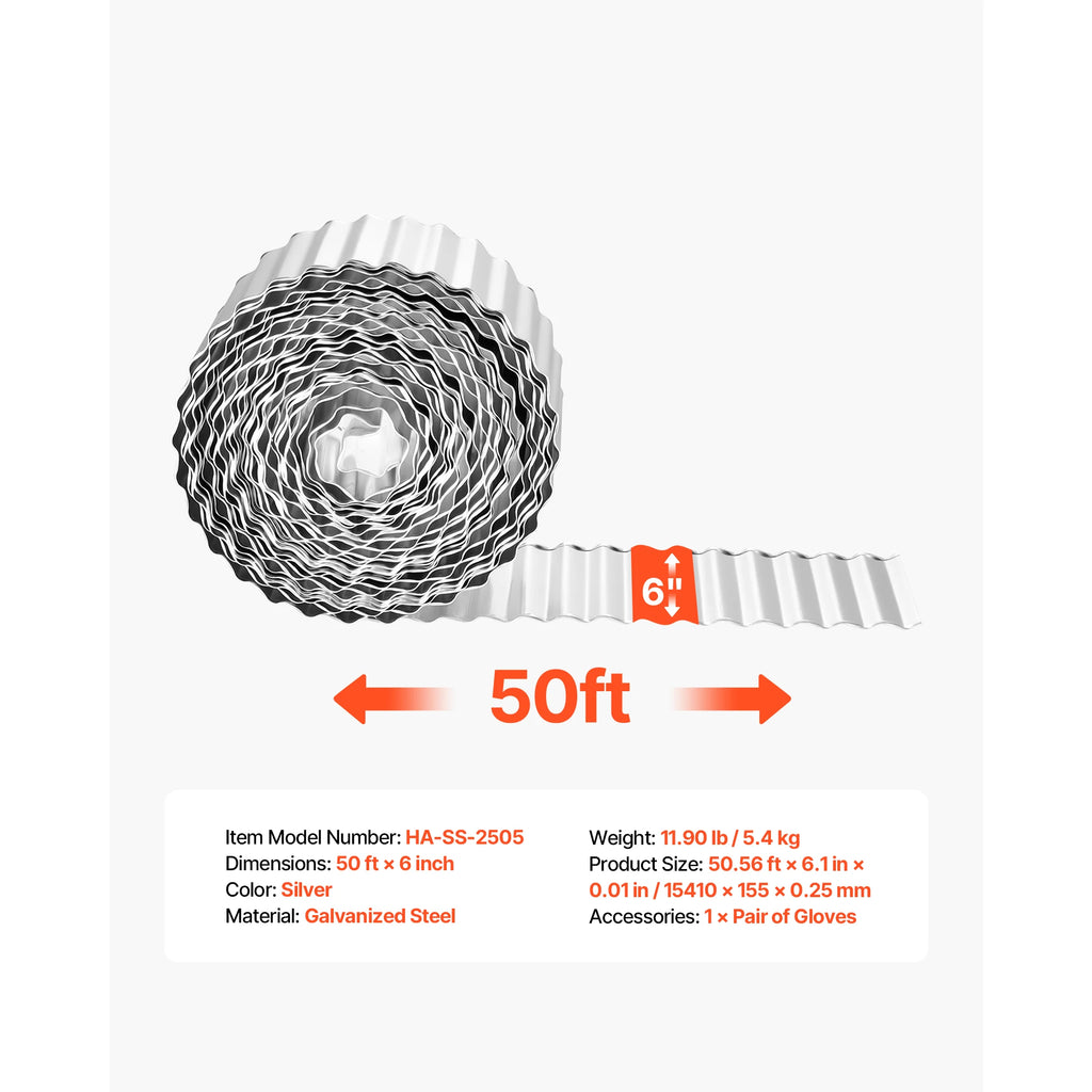 Galvanized Steel Landscape Edging 40/50 ft – Bendable Metal Border Landscape Edging Vue 50ftx6in United States