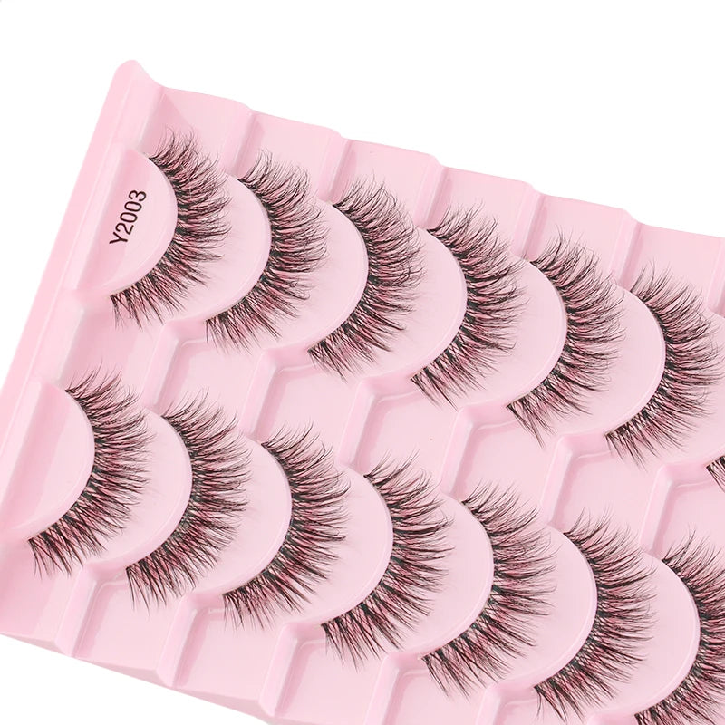 Wholesale 10 Pairs Faux Mink Eyelashes Handmade False Eyelashes Natural Nude Makeup Natural short Messy Eye 3D Curly Eyelashes Vue