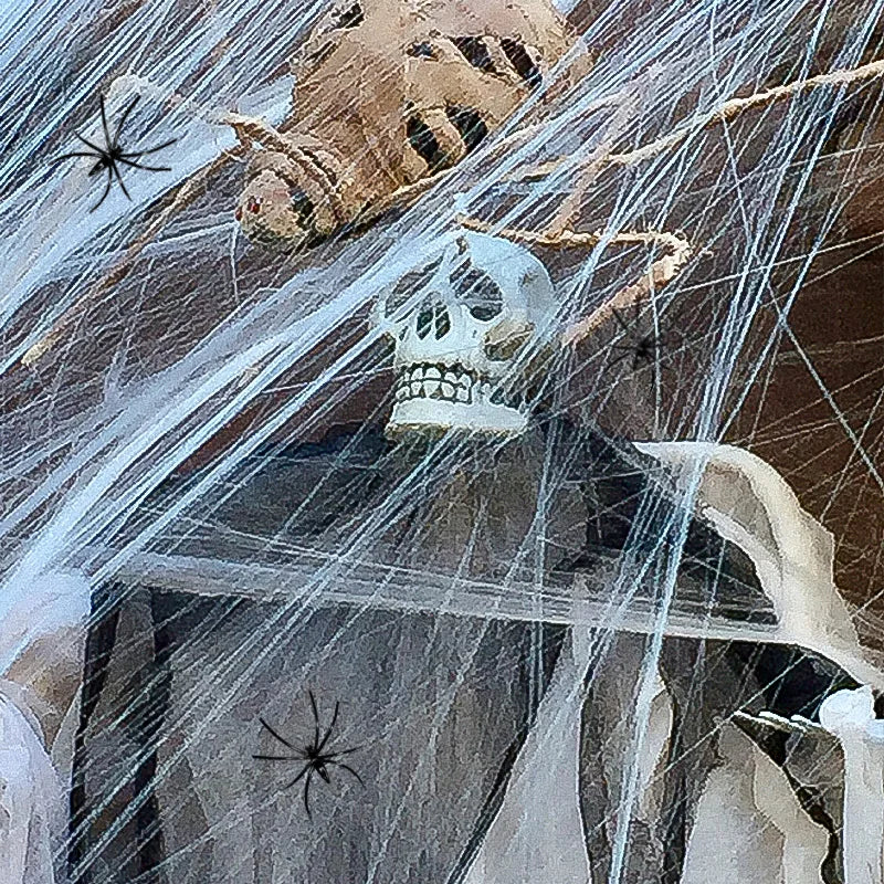 White Spider Web For Halloween Decorations Artificial Stretchy Cobweb For Halloween Scary Party Scene Decor Haunted House Props Vue