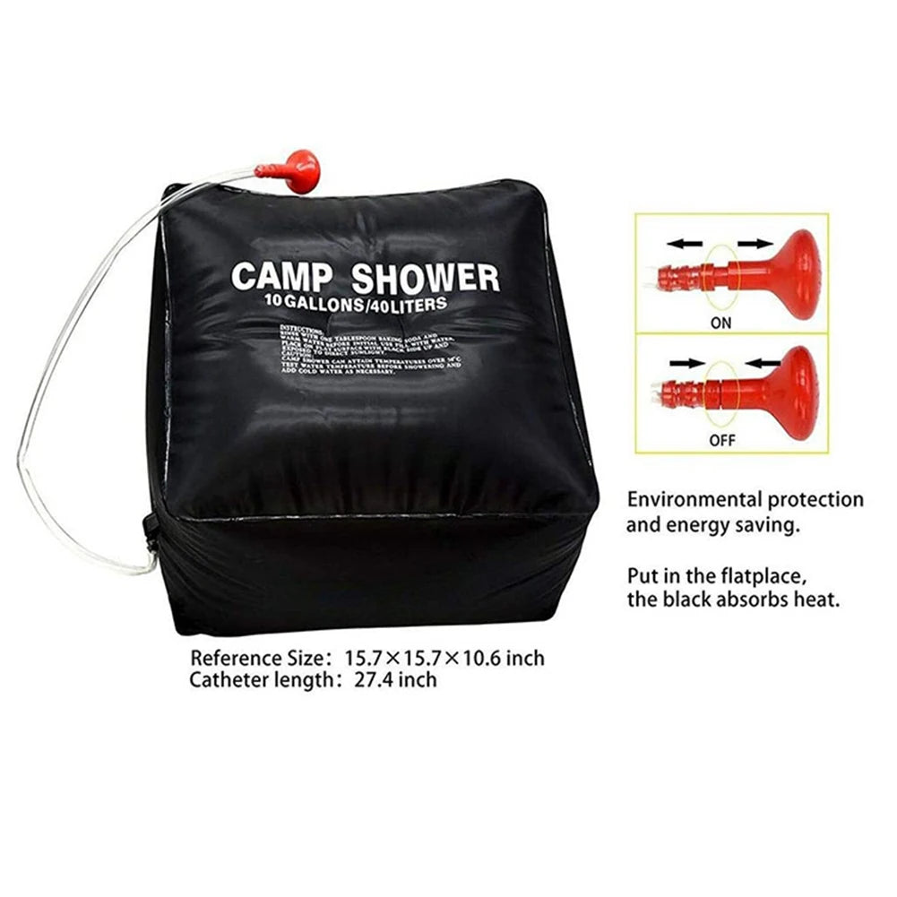40L Solar Camp Shower Bag – Foldable, Portable & Switchable Nozzle Solar Camp Shower Bag Vue
