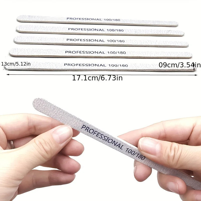 Grey Sandpaper Nail Files 100/180/240 Buffs For Manicure Pedicure Tools Material Srong Thick Nails File Kit Vue