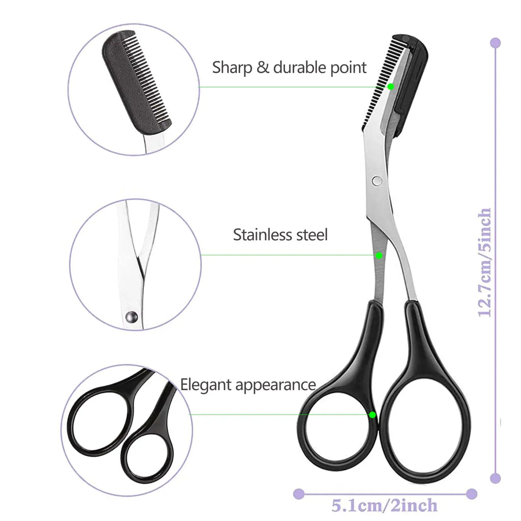 Eyebrow Scissors with Comb, KAJUDA Facial Hair Small Grooming Scissors For Men Women - Eyebrow Trimmer Scissor for Eyebrows, Nos Vue