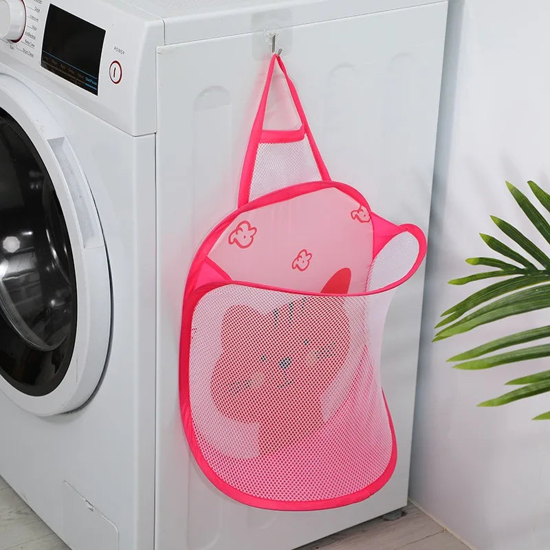 Foldable Wall Mounted Dirty Clothes Basket, Wall Mounted Dirty Clothes Storage, Hanging Dirty Clothes Storage Baske Vue Pink