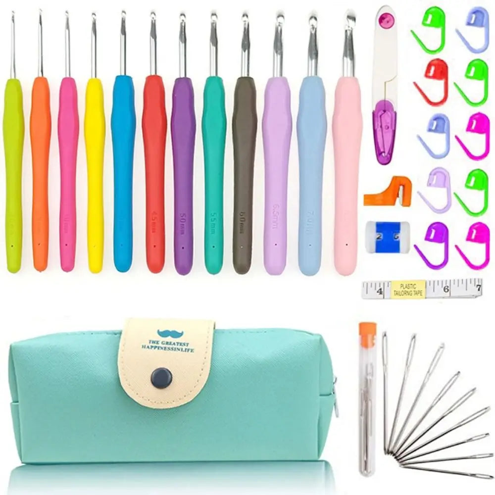 Ergonomic Handles Crochet Hooks Set Soft Handles with Storage Case Crochet Kit 2-8mm Bolded Crochet Needle Kit Crocheters Vue