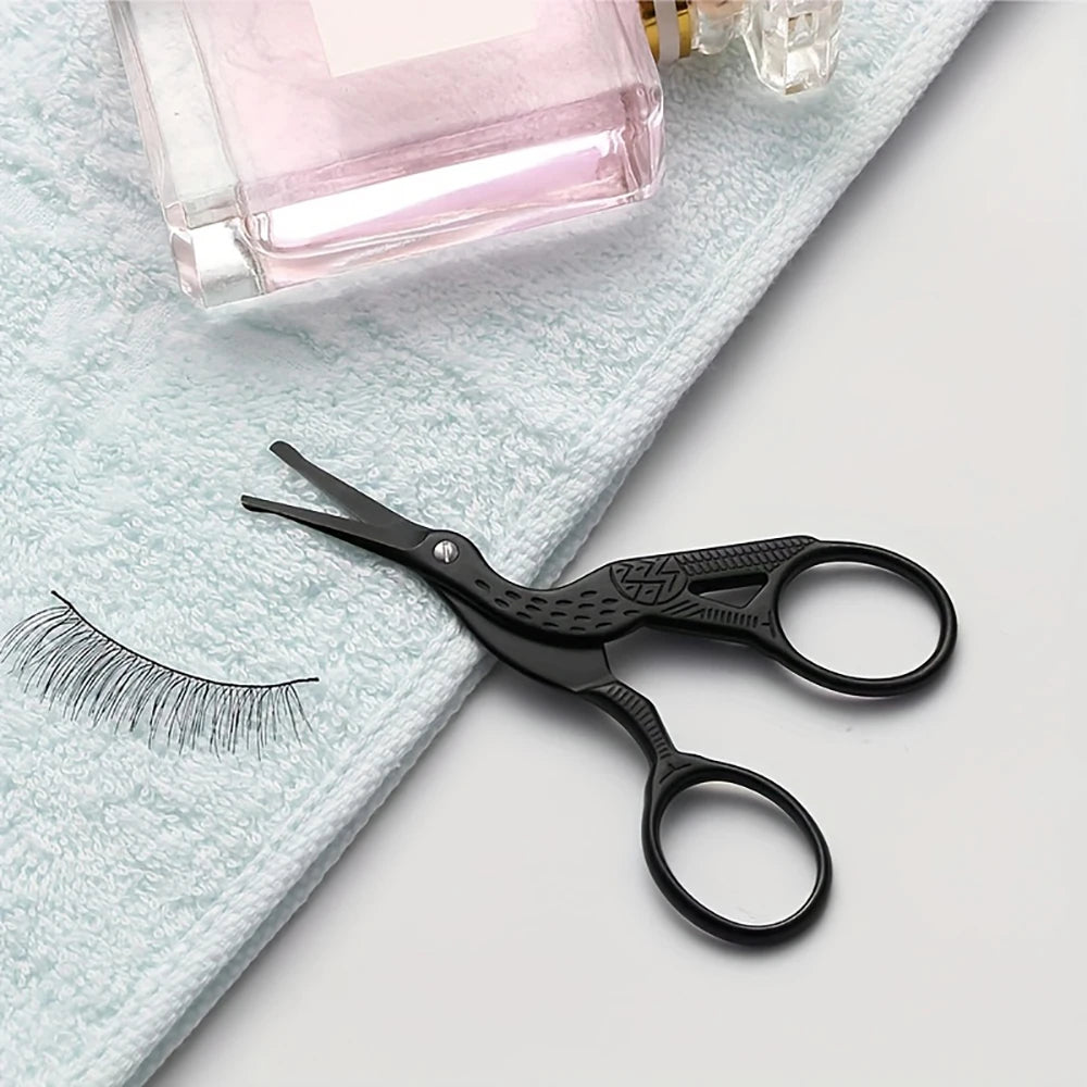 Round Tip Stork Shape Stainless Steel Nose Hair Scissors Safe Facial Eyebrow Beard Ear Hair Trimming Grooming Scissors Vue