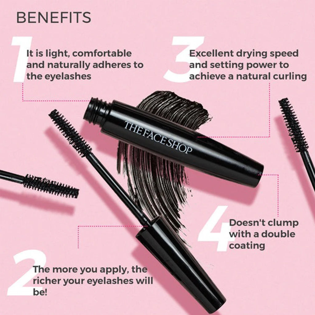 THE FACE SHOP Freshian Big Mascara,Lightweight Formula,Luxury Makeup,Long-Wearing,Curl-Locking,Smudge-Proof,Korean Cosmetic Vue