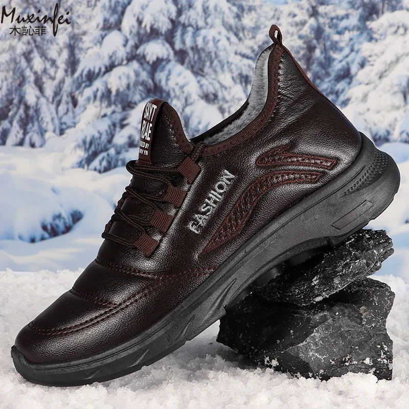 Men's Winter Snow Boots Thickened Plush Lace-Up | Sizes 39-47 Men's Snow Boots Vue