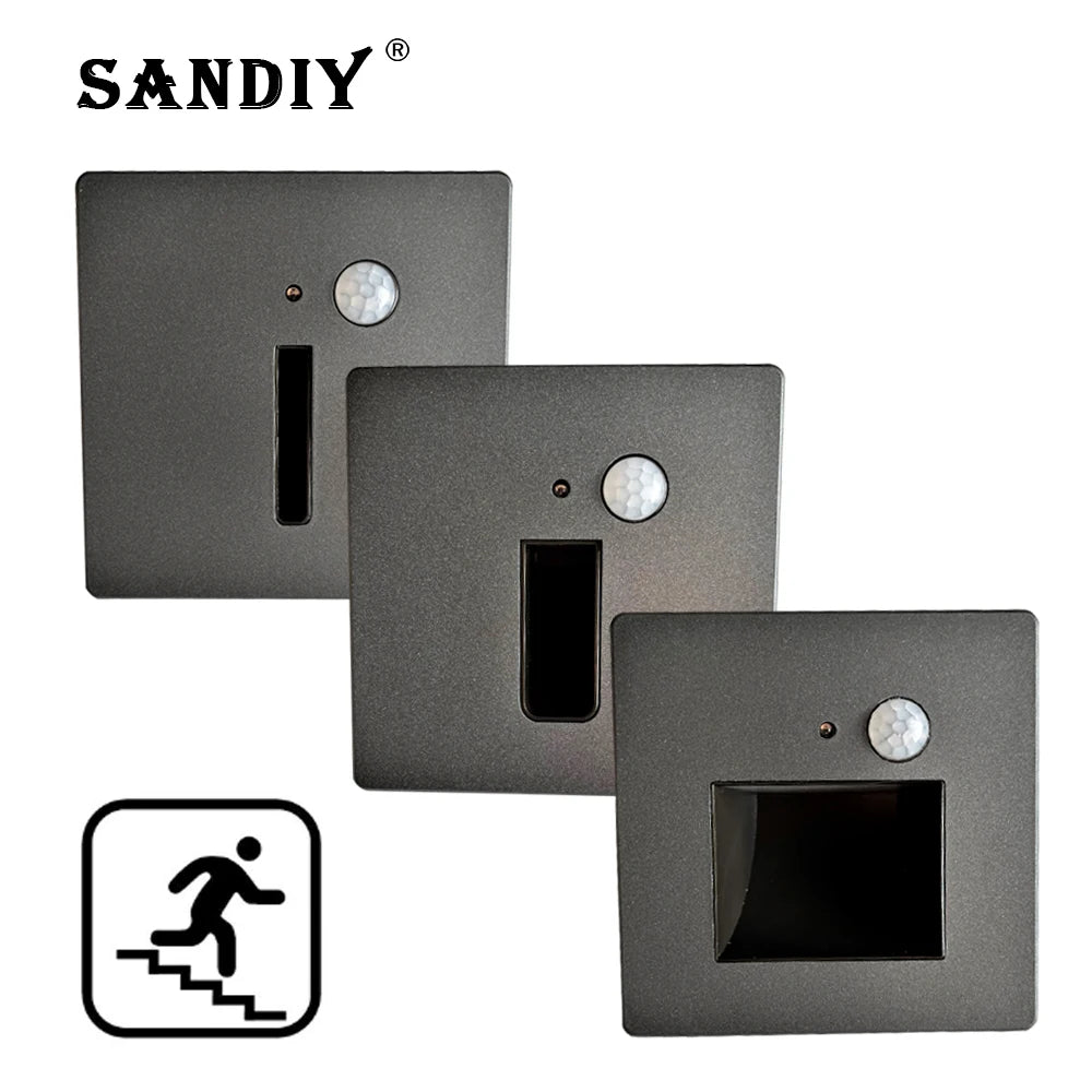 SANDIY Motion Sensor LED Stair Wall Light – Recessed Step Night Light Motion Sensor Wall Light Vue