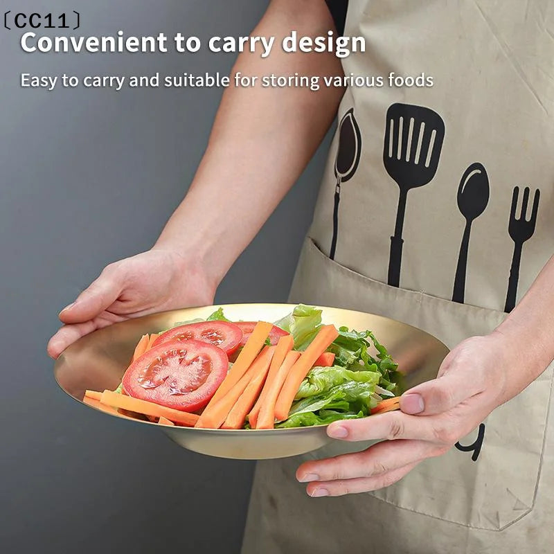 304 Stainless Steel Round Pasta Fruit Salad Serving Bowl Modern