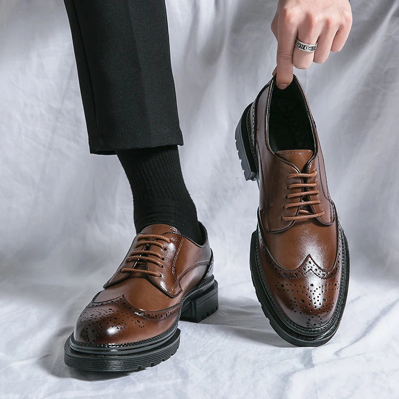 Men's Genuine Leather Pointed Toe Slip-On Dress Shoes Men's Dress Shoes Vue