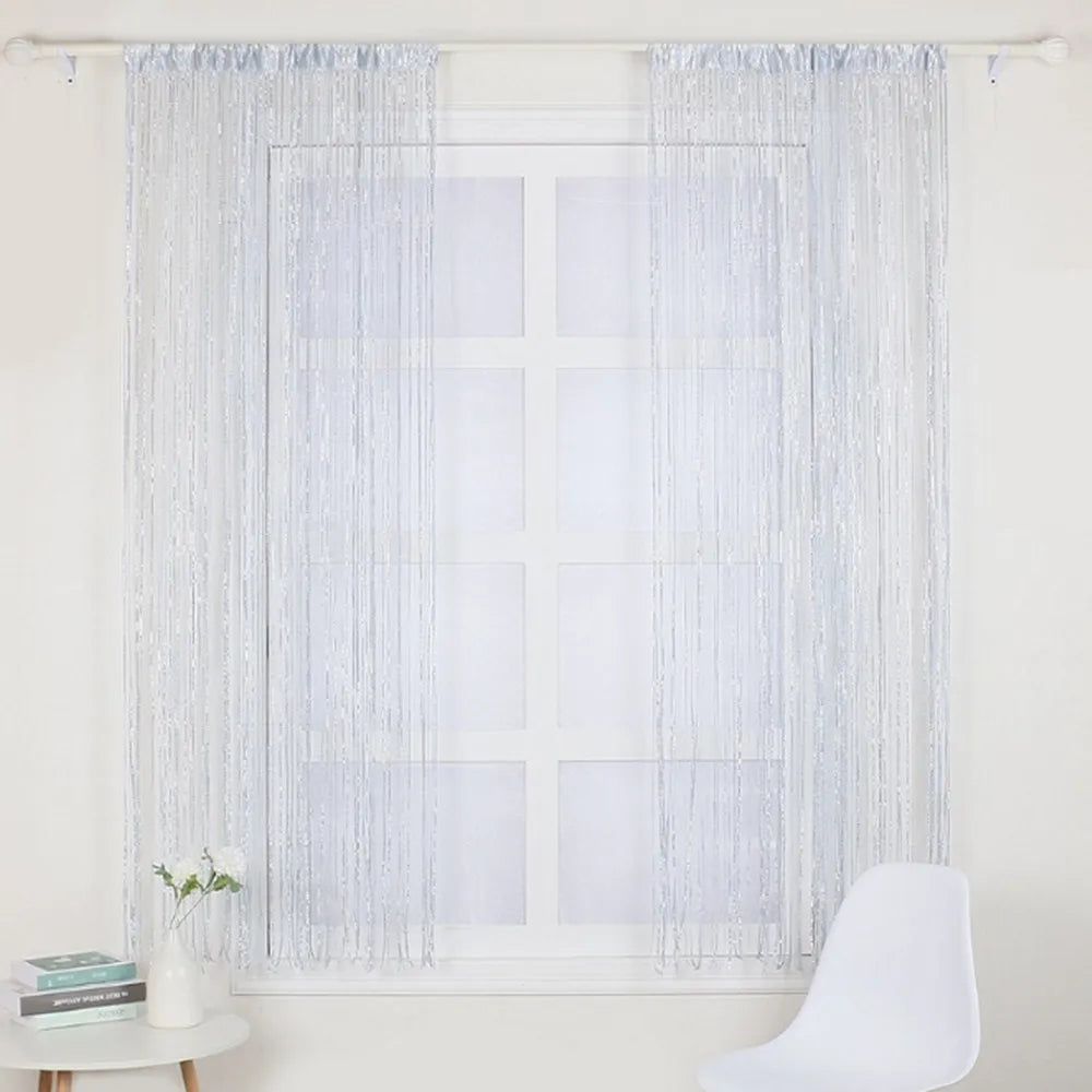 1PCS Door String Tassel Curtain Partition Door Curtain String Curtain Door Screen Panel Home Decor Window Divider Tassel Screen Vue silver gray
