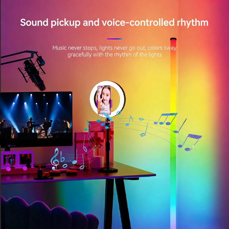 103CM RGB LED Floor Lamp Smart Remote Control Modern Corner Floor Lamp Atmospheric Standing Stand Light Christmas Decor Lighting Vue