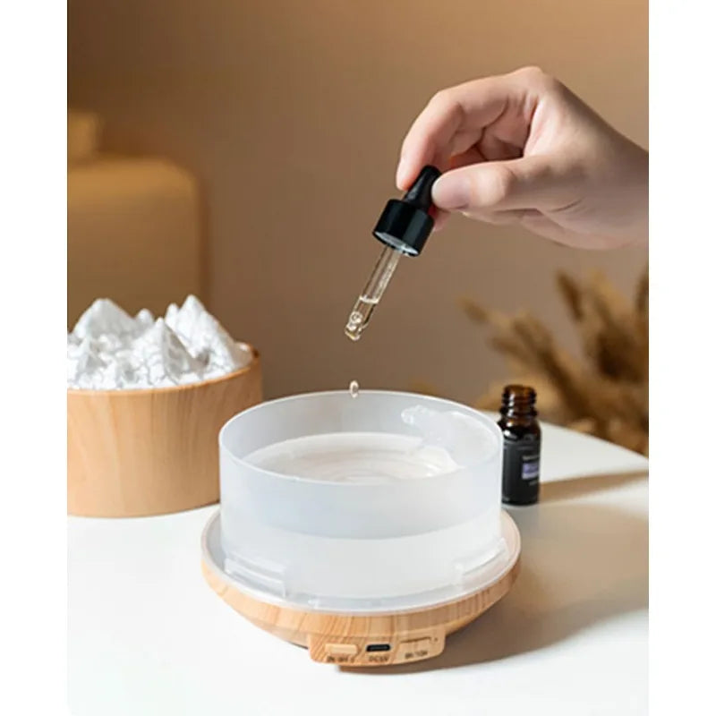Volcano Flame Aroma Low Noise USB Diffuser Essential Oil Diffuser Bonfire Humidifier with 7-Color Flame Light for Home Office Vue