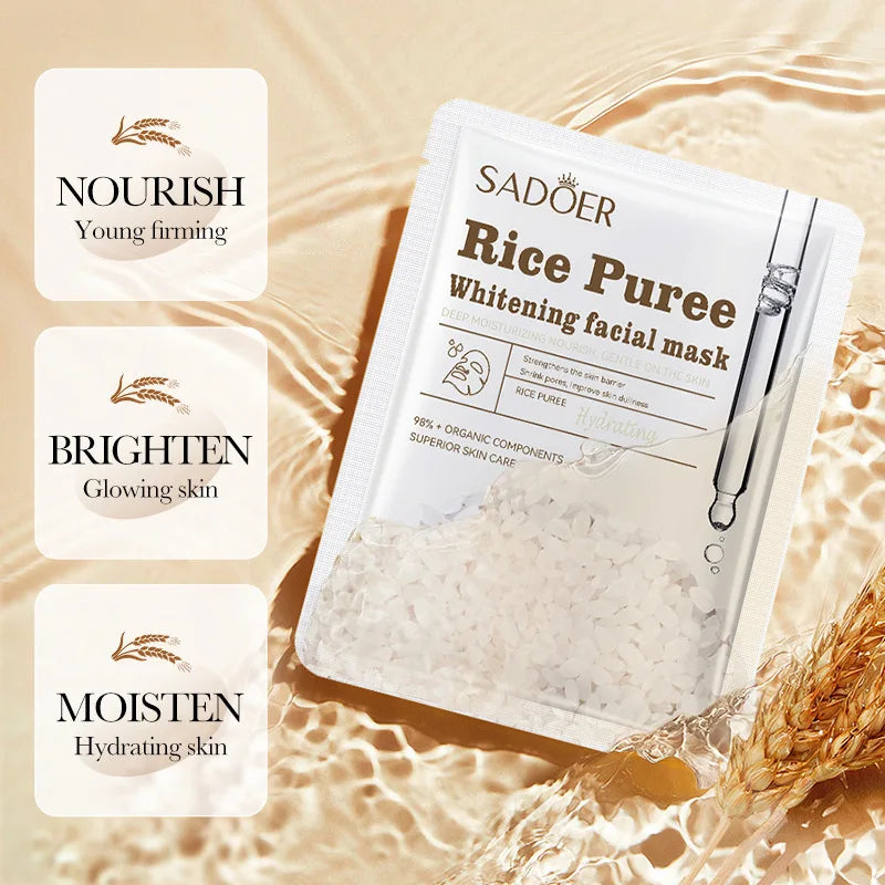 25G/Piece Rice Moisturizing Mask, Deeply Moisturizing and Nourishing, Gentle on the Skin, Shrinks Pores, Improves Dull Skin Vue
