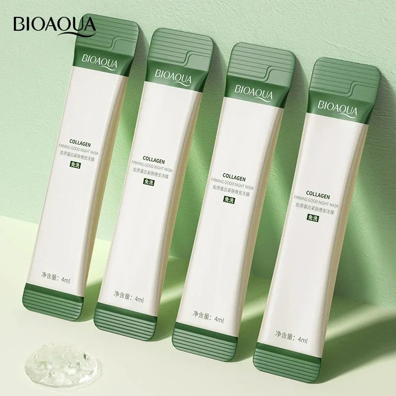 4ml*20 Strips of Bioaqua Collagen Sleeping Mask, Skin Care Moisturizing, Brightening and Firming Mask, Leaving Skin Delicate and Smooth Vue