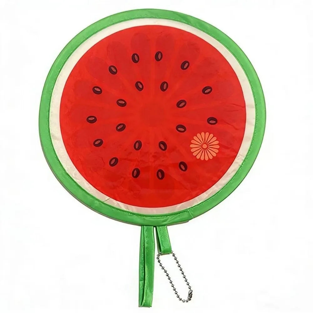 Cute Portable Round Foldable Hand Fans Fruit Cartoon Pocket Design