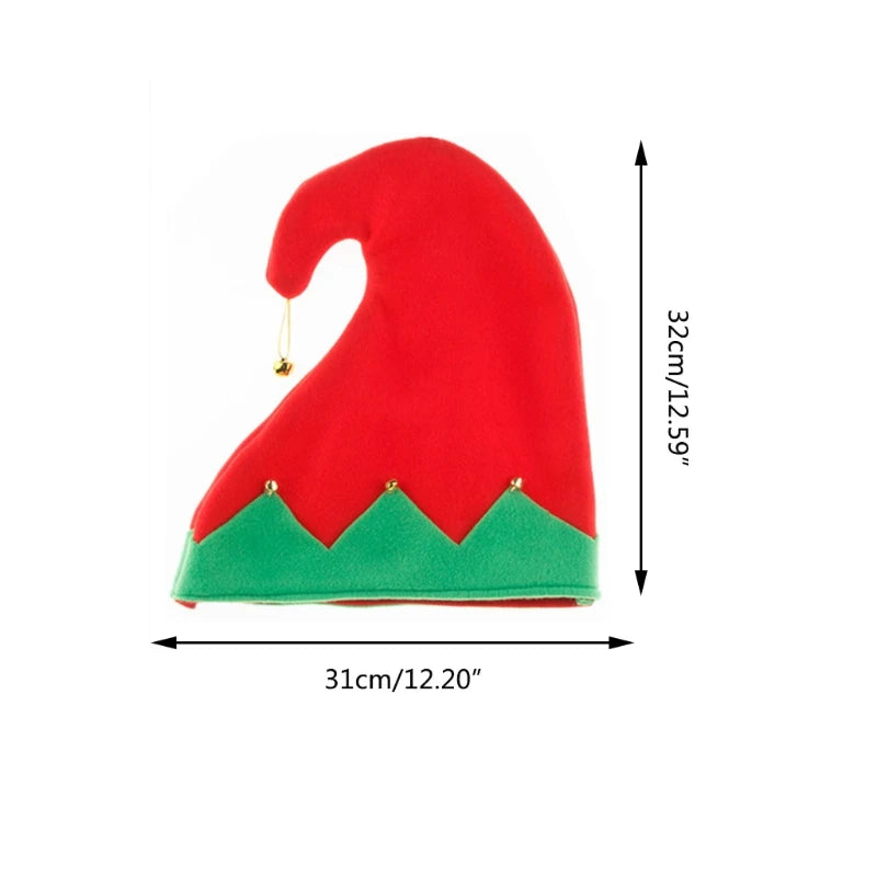 Kids Plush Elf Hat with Bell – Christmas Santa Helper Cap Kids Holiday Hat Vue
