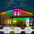 300FT 180LED Permanent Eaves LED Lights Outdoor Waterproof RGB String Lights DIY Scene Christmas Birthday Holiday Party Lighting Vue BT White 5M 10LEDs US Plug