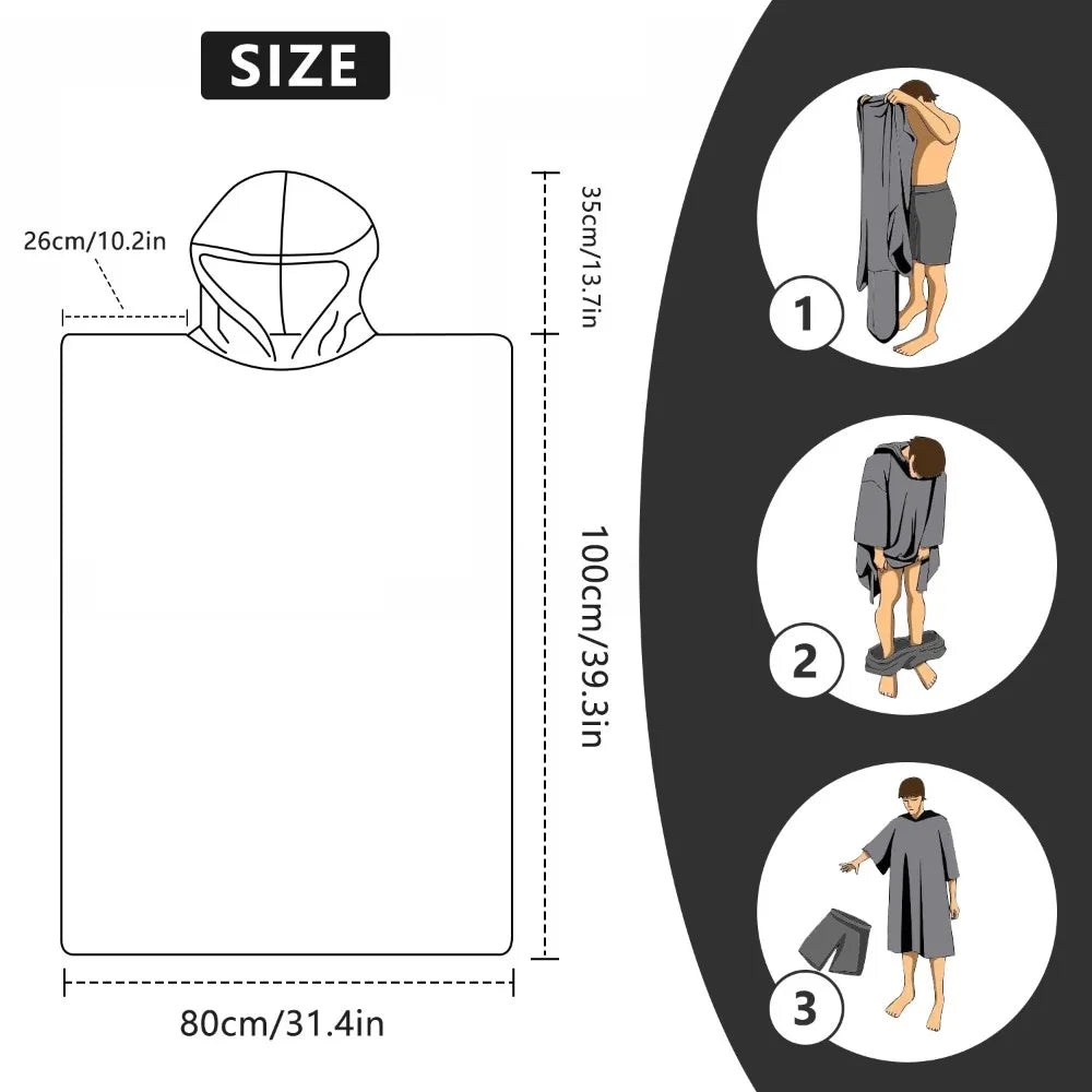 Adult Quick-drying Cape Beach Towel Convenient Change Bathrobe Diving Swimming Water Absorption Can Wear Bath Towel Women Vue