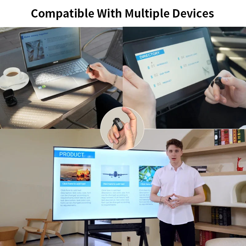 Ring Mouse Rechargeable Mini Light Weight Bluetooth 2.4G Dual-mode Wide Compatible Remote Control Selfie Scan Short Video Speech Vue