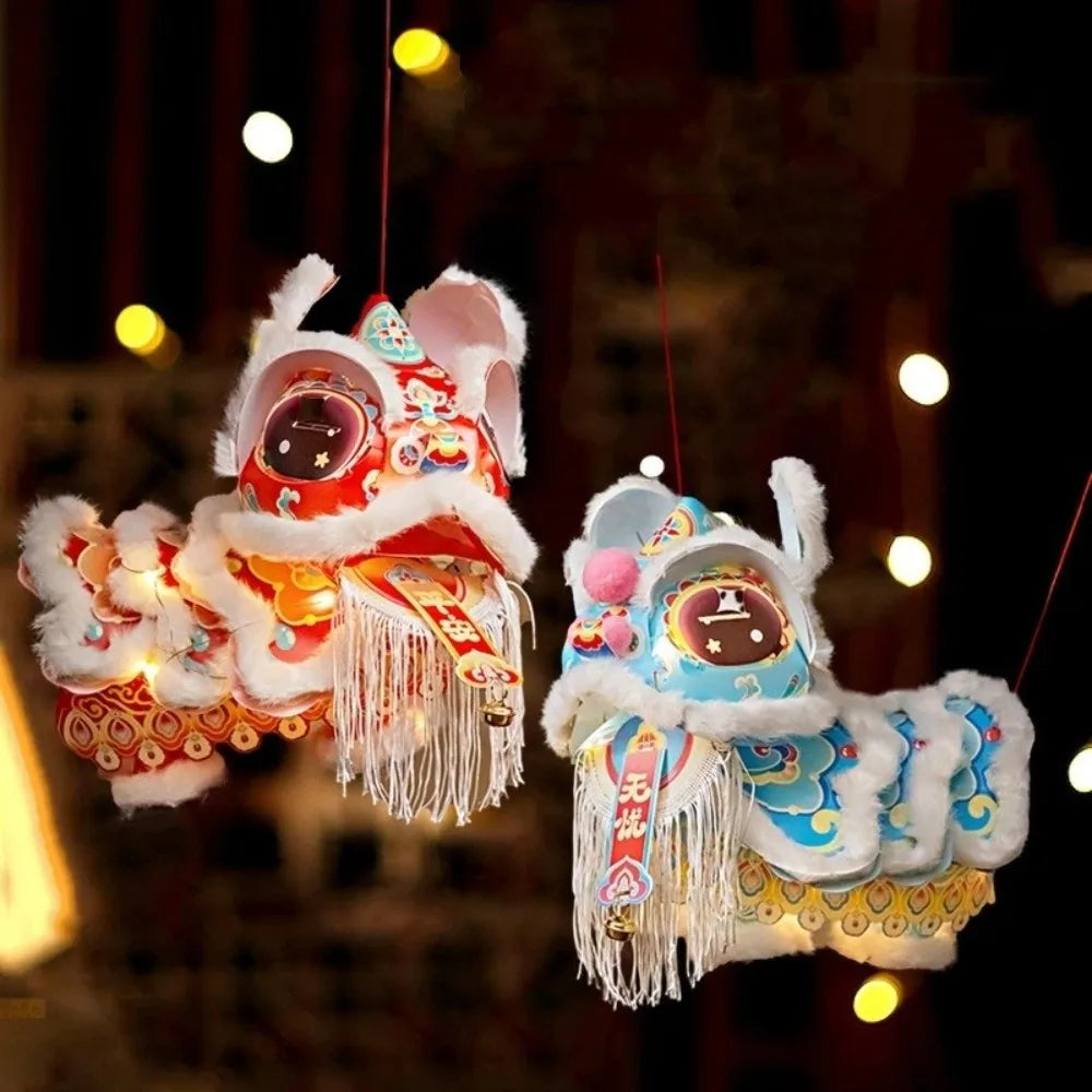 Lion Dance Mid-Autumn Festival Lantern PVC DIY Material Package Chinese Style Lantern Ancient Style with Tassel Handheld Lantern Vue