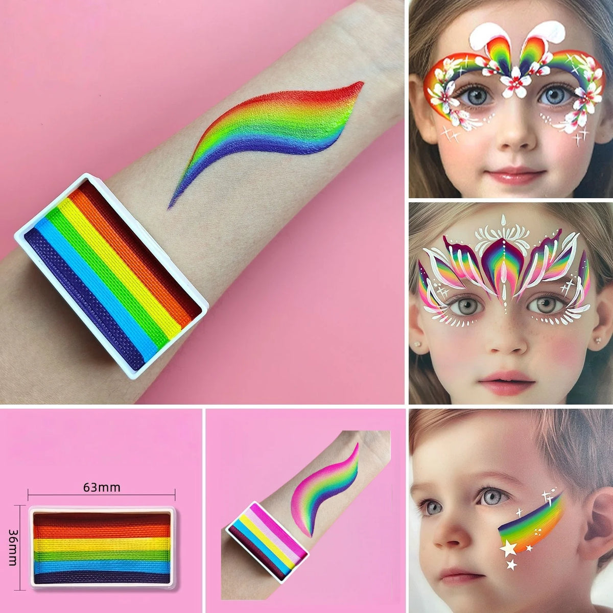 New Products Rainbow Split Cakes 30g Body Art Face Painting Water-based Holiday Adults Kids Cosplay Fancy Dress Costumes Stage Vue