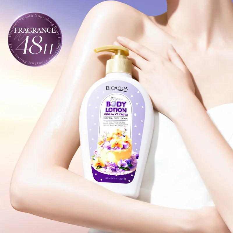 400ml Vanilla Ice Cream Nourishing Body Lotion, Replenishes Skin Moisture: Nourishes and Softens the Skin, Exudes a Charming Fragrance, Perfect for Date Nights/Work Commute/Daily Skincare/Nourishing Your Skin, Suitable for Al Vue