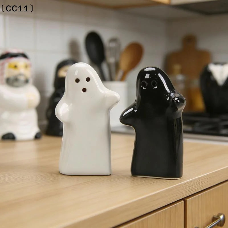 Ceramic Ghost Mini Pepper Salt Pot Seasoning Creative Hug Little
