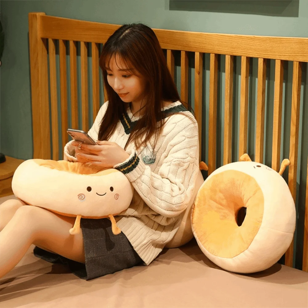 Cute PP Cotton Bread Seat Cushion Round Soft Doughnut Office Sitting Mat Beathable Thickened Chair Cushion Student Vue