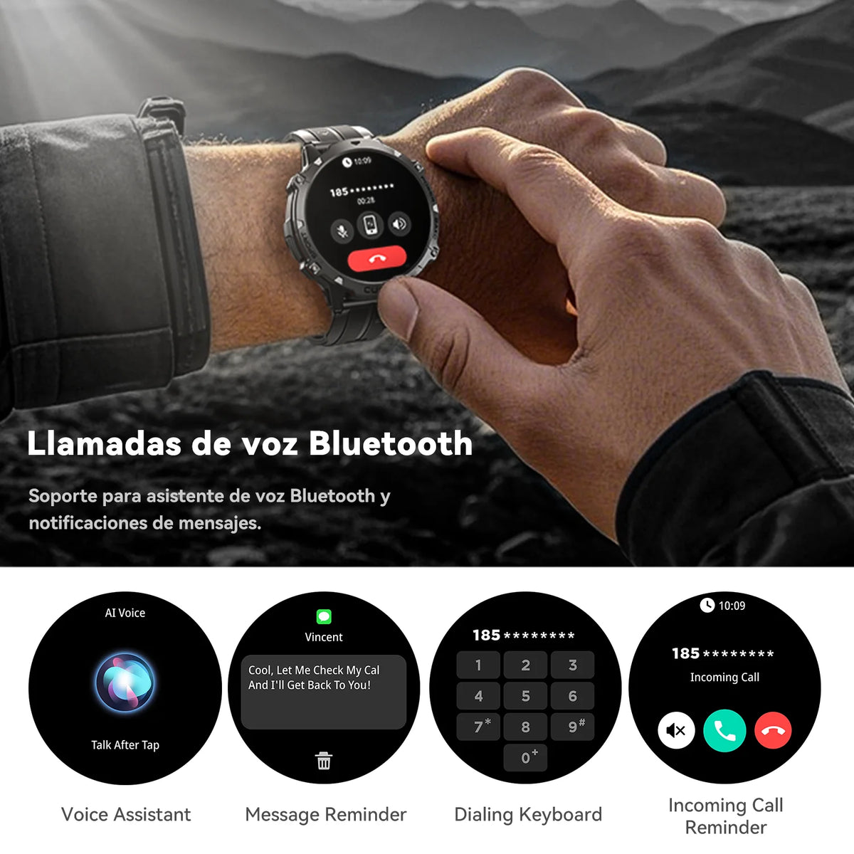 Cubot X3, Sport Waterproof Smartwatch, 1.73-inch AMOLED Display, Bluetooth Calls, 900mAh Battery, Blood Oxygen, Fitness Tracker Vue