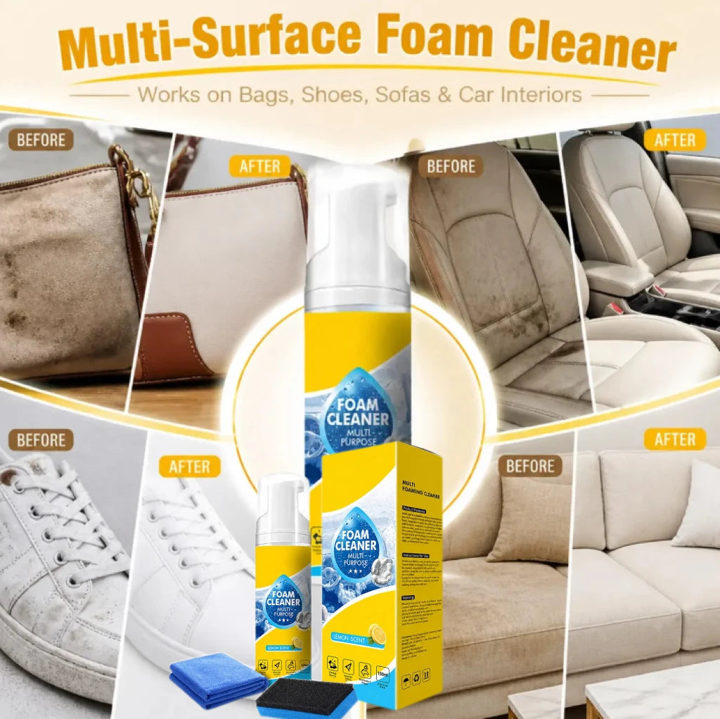 Lemon Scent Rinse-free Eliminate Odors Cleaner Strong Decontamination Interior Leather Seat Spray Multi-Purpose Car Foam Cleaner Vue