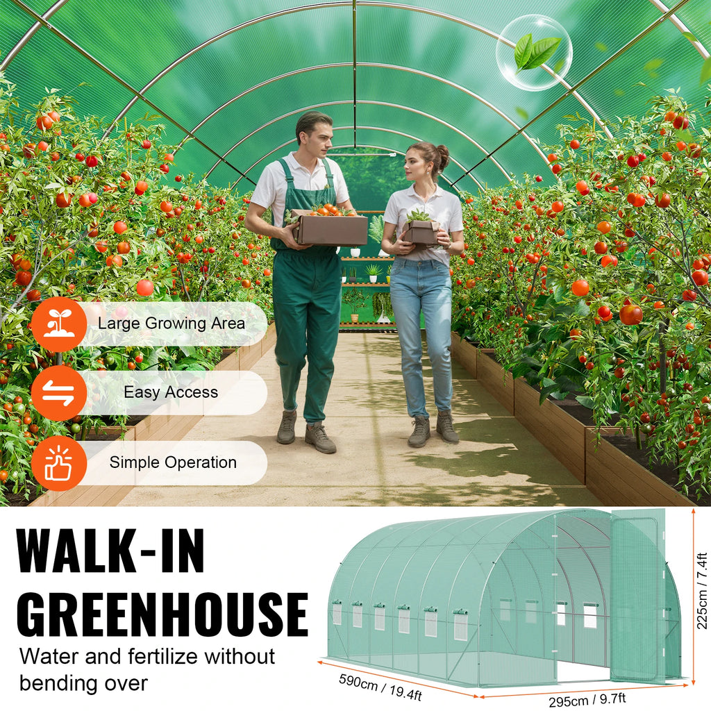 Walk-In Tunnel Greenhouse Hoop House | Galvanized Steel Frame Walk-In Greenhouse Vue