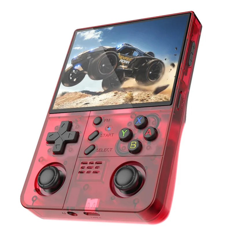 R40XX Pro Max Retro Handheld Game Console Linux System 4.2 Inch HD IPS Screen Portable Pocket Video Player 128GB Games Gift Vue Transparent Red 128GB