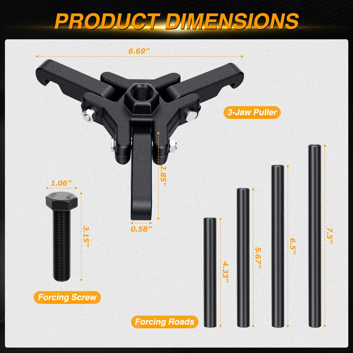 Nilight Harmonic Balancer Puller Kit, Adjustable 3-Jaw Puller Set for Removing Harmonic Dampers & Balancers Puller/Installer Set Pulley Tool Compatible with Chevy GM Chrysler Cadillac Ford More, Black Vue