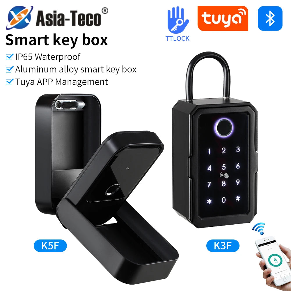 Fingerprint Key Box Storage Secret Key Lock Fusebox BLE Tuya / Ttlock App Unlock Support Wifi Gateway Secreta Safety Box Padlock Vue