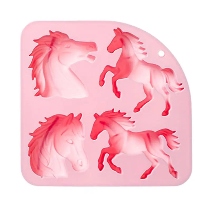 Horse Mold Silicone 4 Cavity 3D Themed Baking Mould Tray Party